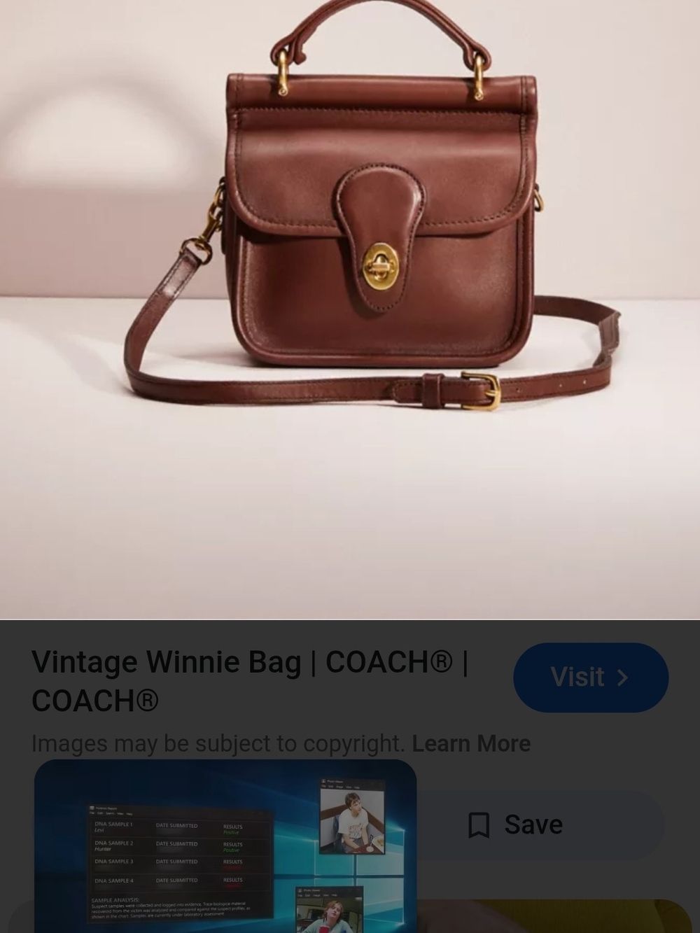 Coach Navy Leather Top-Handle Crossbody with Gold Turn-Lock - Picture 2 of 2